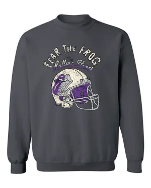 Rolling Stones TCU Horned Frogs Helmet Lick Charcoal Thrifted Sweatshirt
