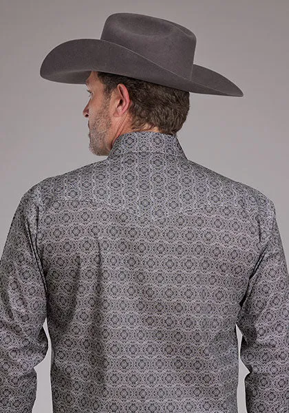 Roper Men's Long Sleeve Grey Medallion Paisley Amarillo Snap Shirt