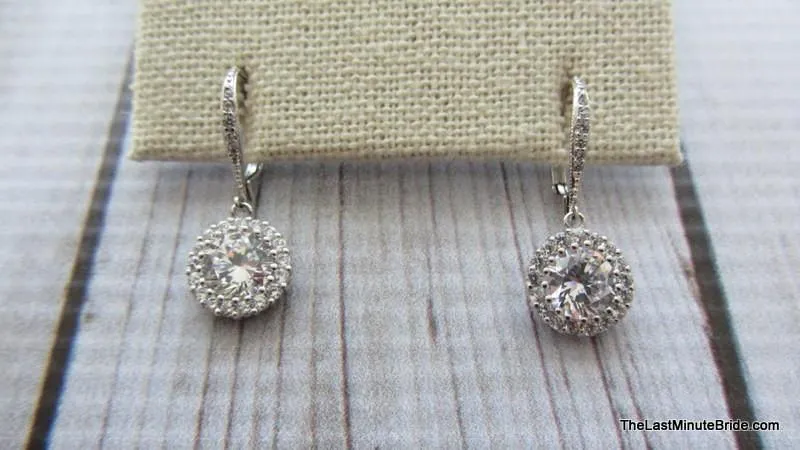 Round Dangle CZ Earrings - 881981