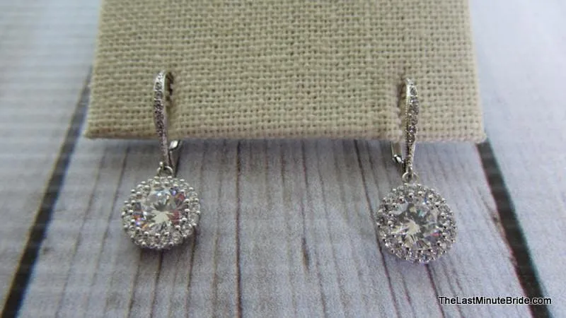 Round Dangle CZ Earrings - 881981