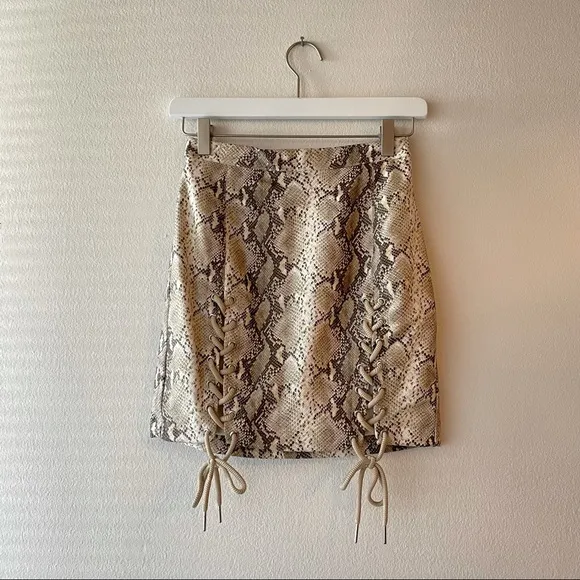Runaway - Snakeskin Mini Skirt Sand