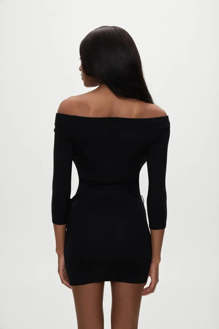 Saloon Knit Mini Dress in Black