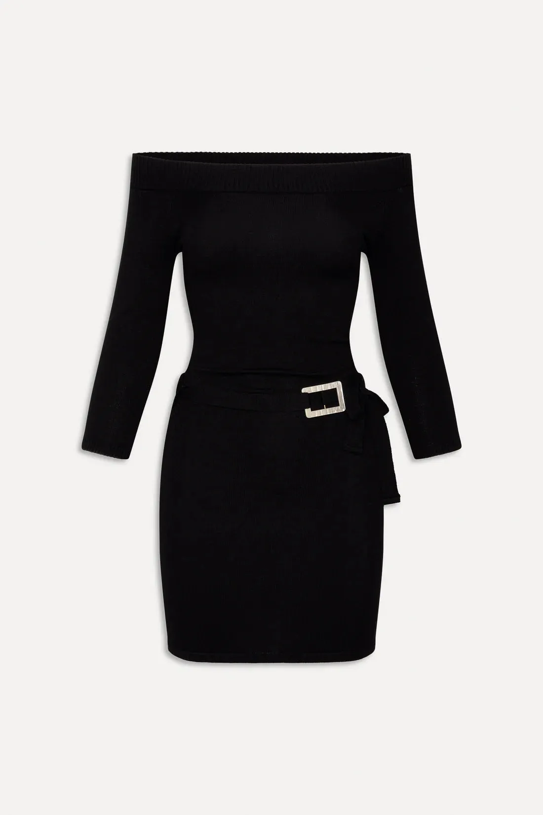 Saloon Knit Mini Dress in Black