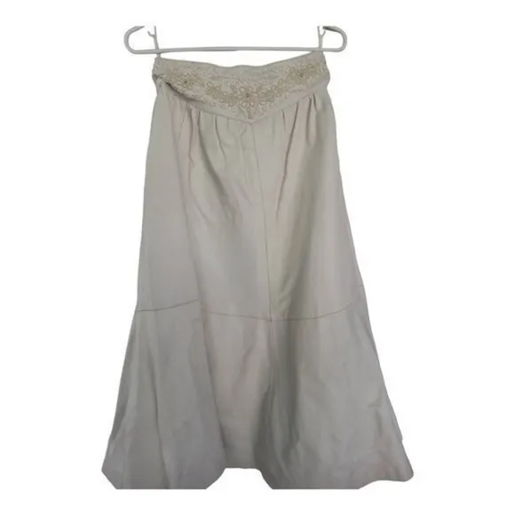 Sangucci Italy Vintage Leather Maxi Skirt with Beaded‎ Detail 8