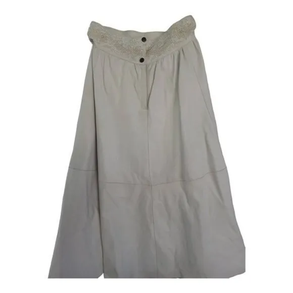 Sangucci Italy Vintage Leather Maxi Skirt with Beaded‎ Detail 8