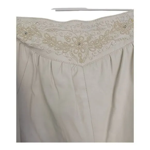 Sangucci Italy Vintage Leather Maxi Skirt with Beaded‎ Detail 8