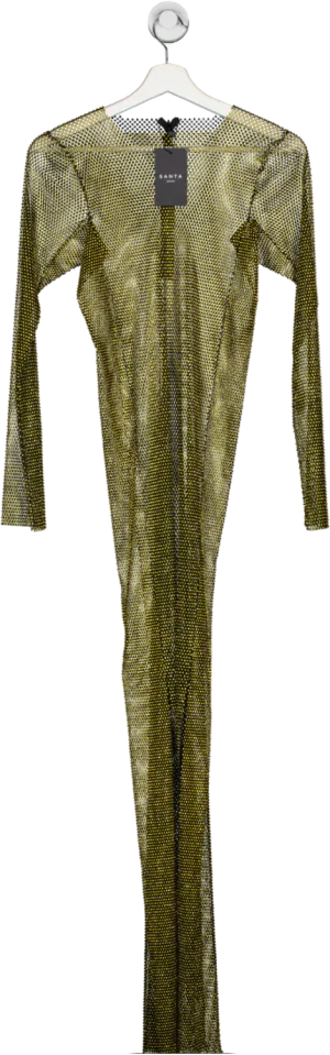 Santa Brands Metallic Golden Diamond Maxi Dress UK S