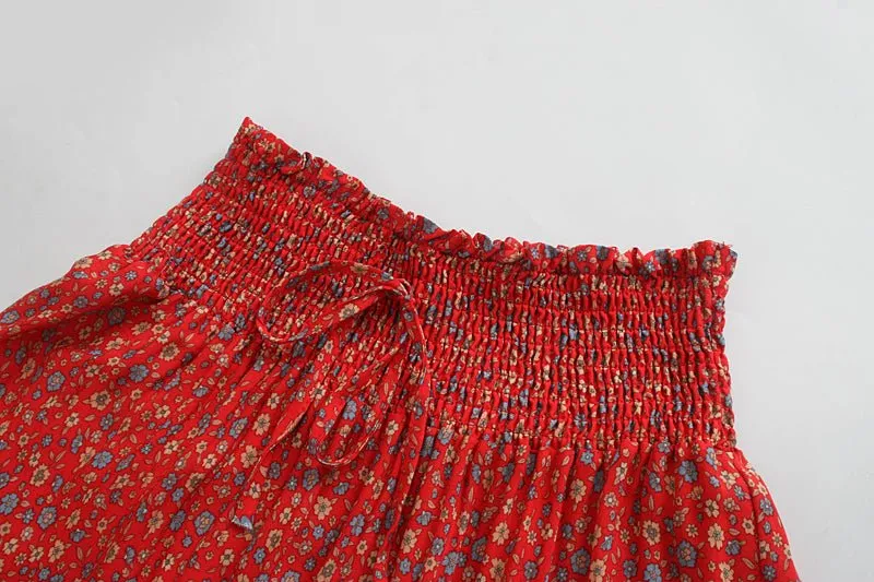 SARITA - Bohemian Pleated High-waisted Boho Maxi Skirt