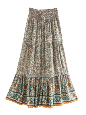 SARITA - Bohemian Pleated High-waisted Boho Maxi Skirt