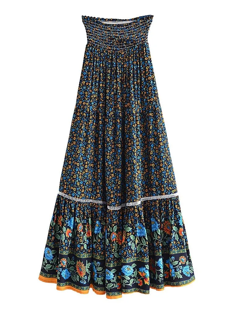 SARITA - Bohemian Pleated High-waisted Boho Maxi Skirt