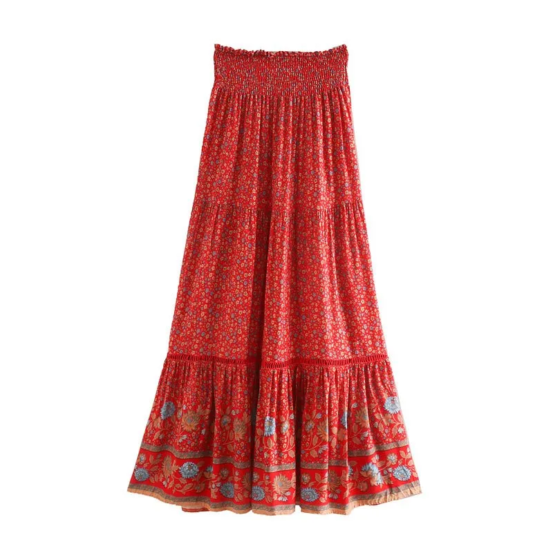 SARITA - Bohemian Pleated High-waisted Boho Maxi Skirt