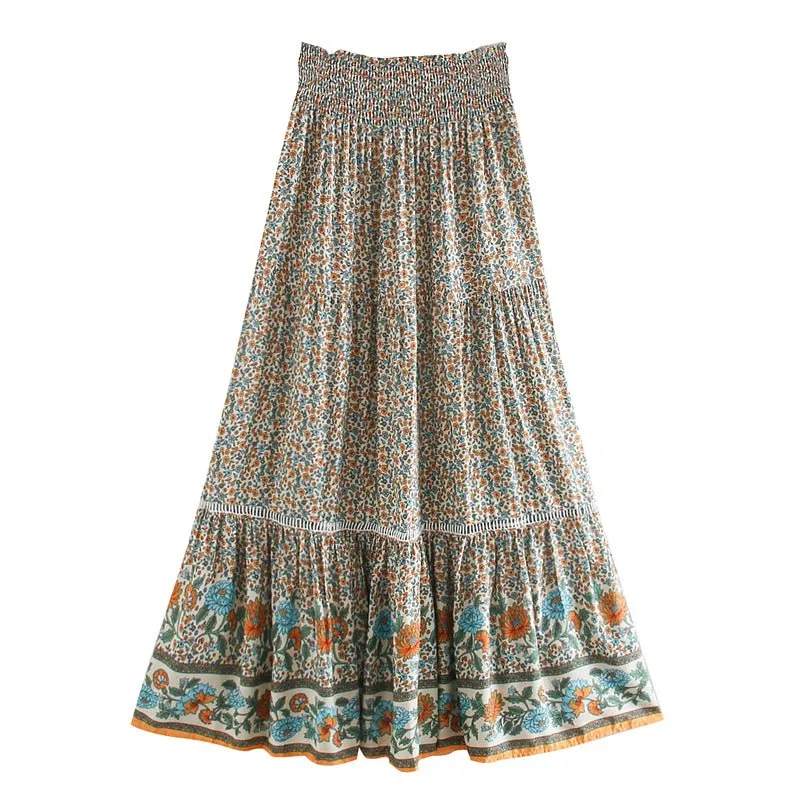 SARITA - Bohemian Pleated High-waisted Boho Maxi Skirt