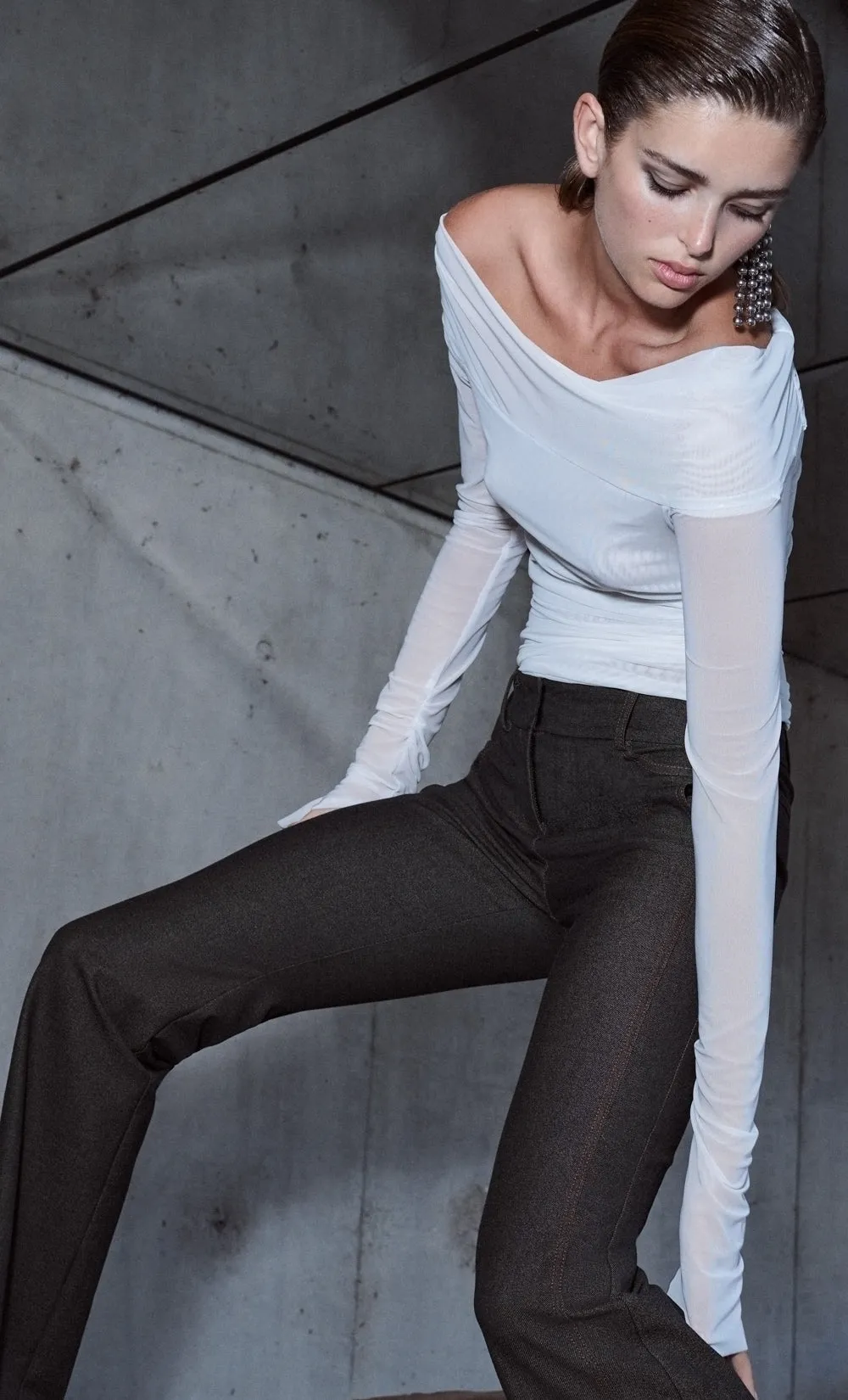 SASHAY LONG SLEEVE TOP - IVORY