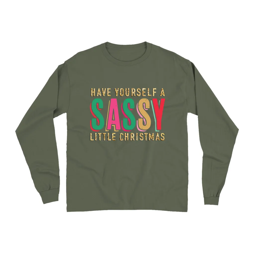 Sassy Little Christmas Glitter Effect Long Sleeve Shirt