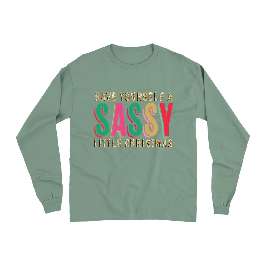 Sassy Little Christmas Glitter Effect Long Sleeve Shirt