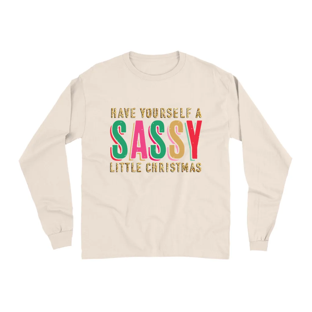 Sassy Little Christmas Glitter Effect Long Sleeve Shirt