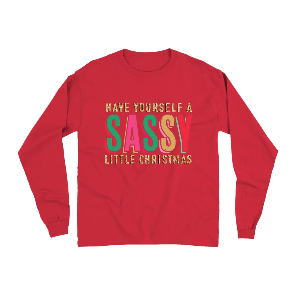 Sassy Little Christmas Glitter Effect Long Sleeve Shirt