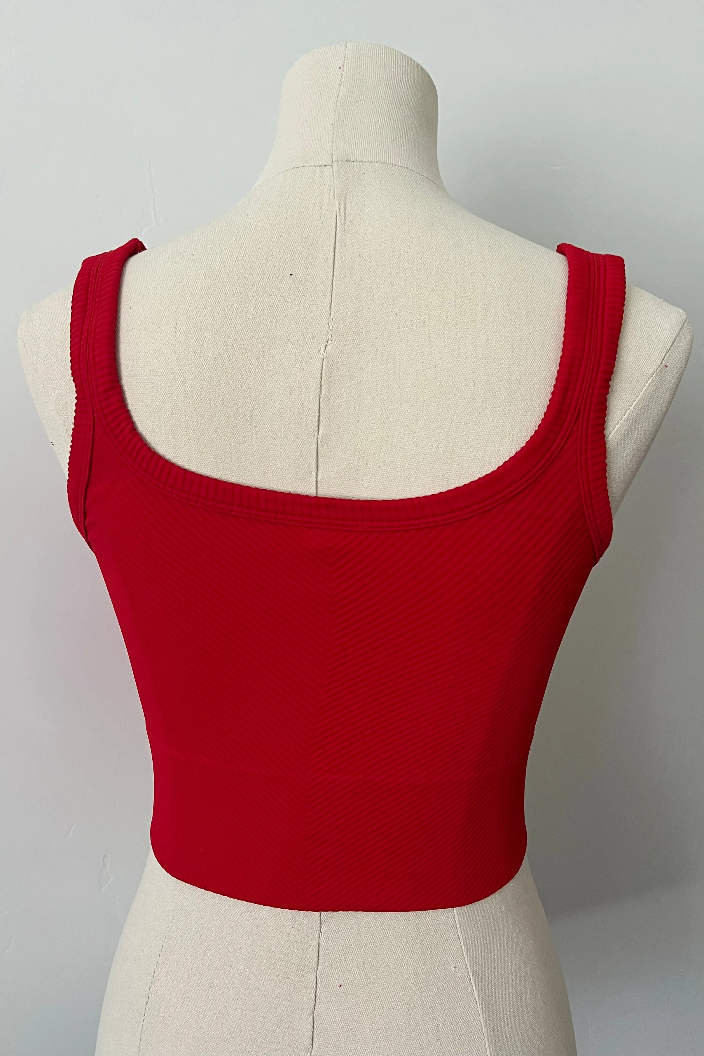 Scoop Chevron Crop Top - Red