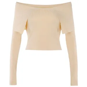Sexy Off Shoulder Slim Necked Fashion Women'S Long Sleeve Top