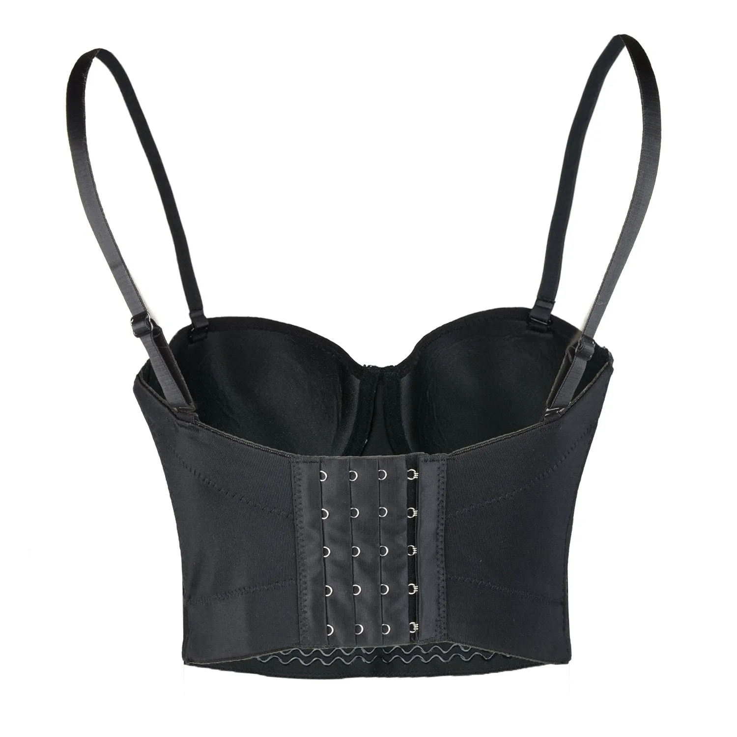 Sexy Sequin Bustier Crop Top Push up Club Party Corset Top Black