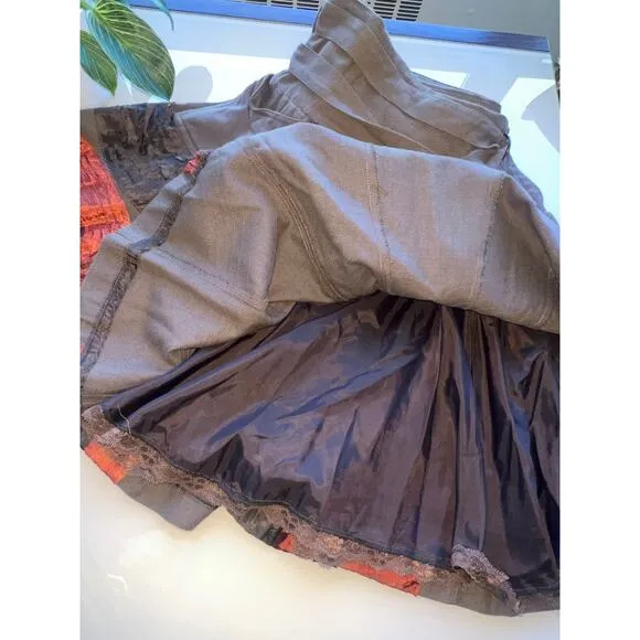 Shernett Swaby Flared A-Line Skirt - Size 6, 100% Cotton, Brown