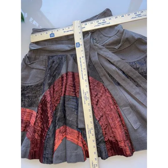 Shernett Swaby Flared A-Line Skirt - Size 6, 100% Cotton, Brown