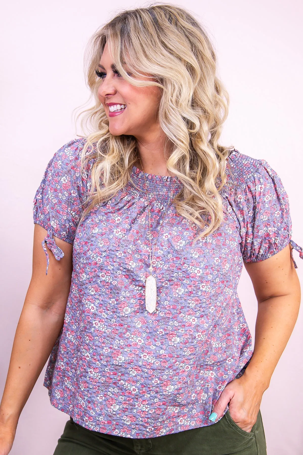 Shop The Look Dusty Lilac/Multi Color Floral Top - T9519DLI