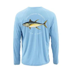 Simms Solar Tech Tee LS - Yellowfin Tuna Faded Denim
