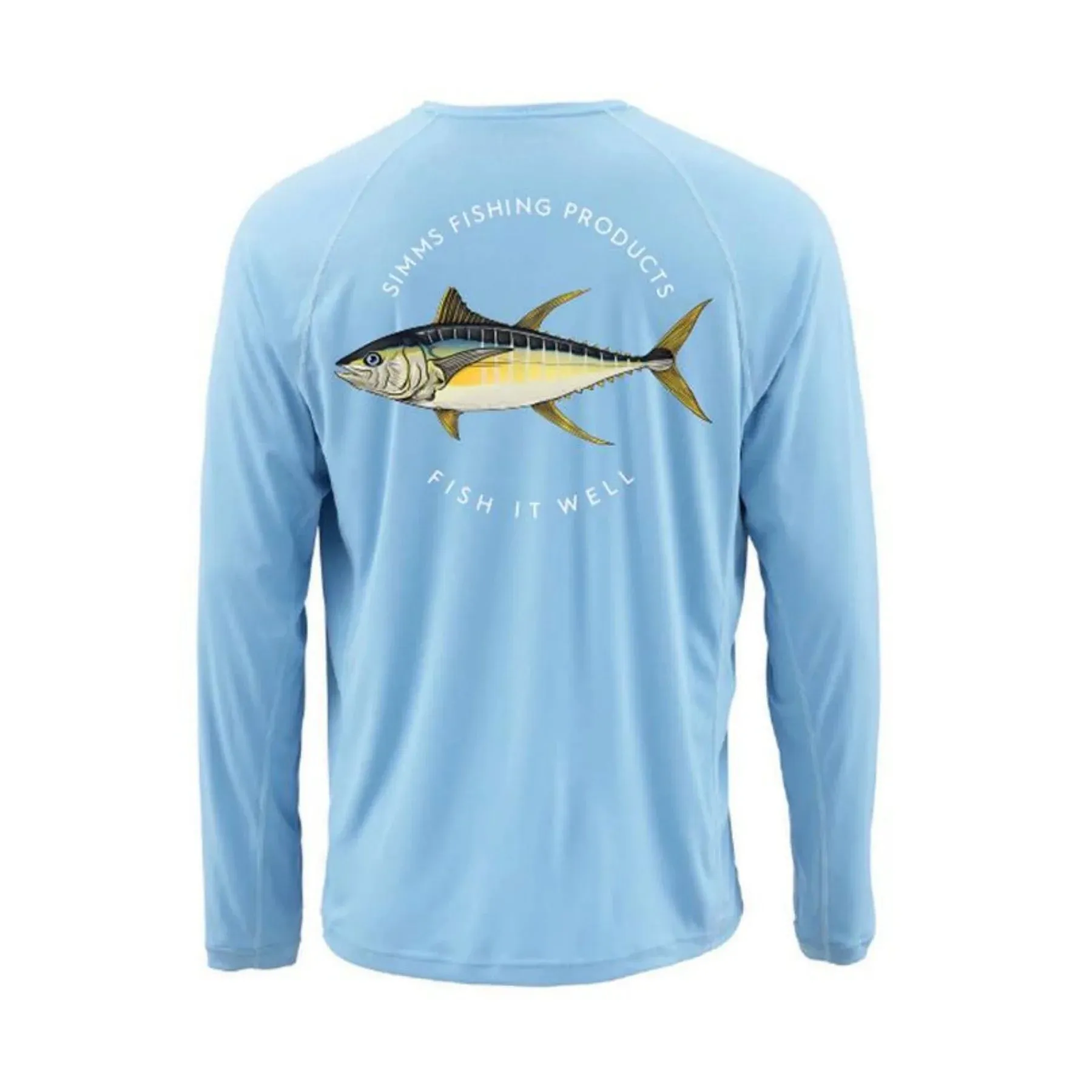 Simms Solar Tech Tee LS - Yellowfin Tuna Faded Denim