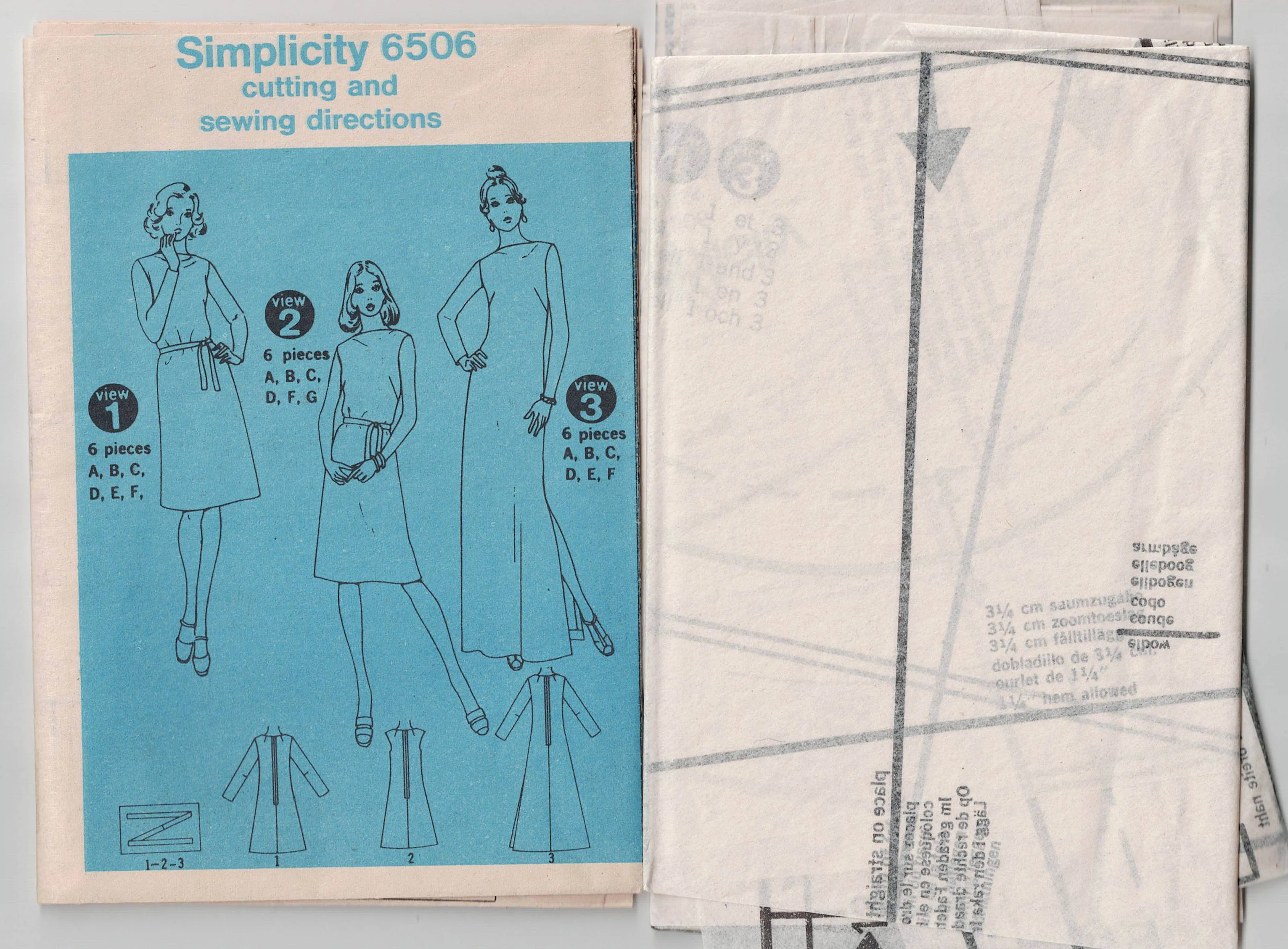 Simplicity 6506 Womens JIFFY Bateau Neck Dress 1970s Vintage Sewing Pattern Size 10 Bust 32.5 inches