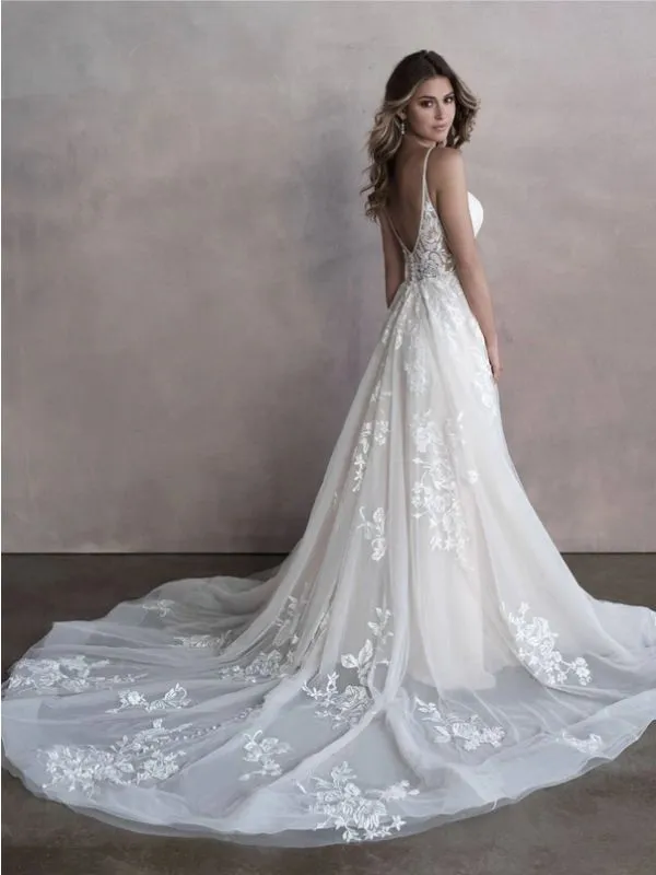 Size 6 Allure 9802 Champagne/Ivory Gown