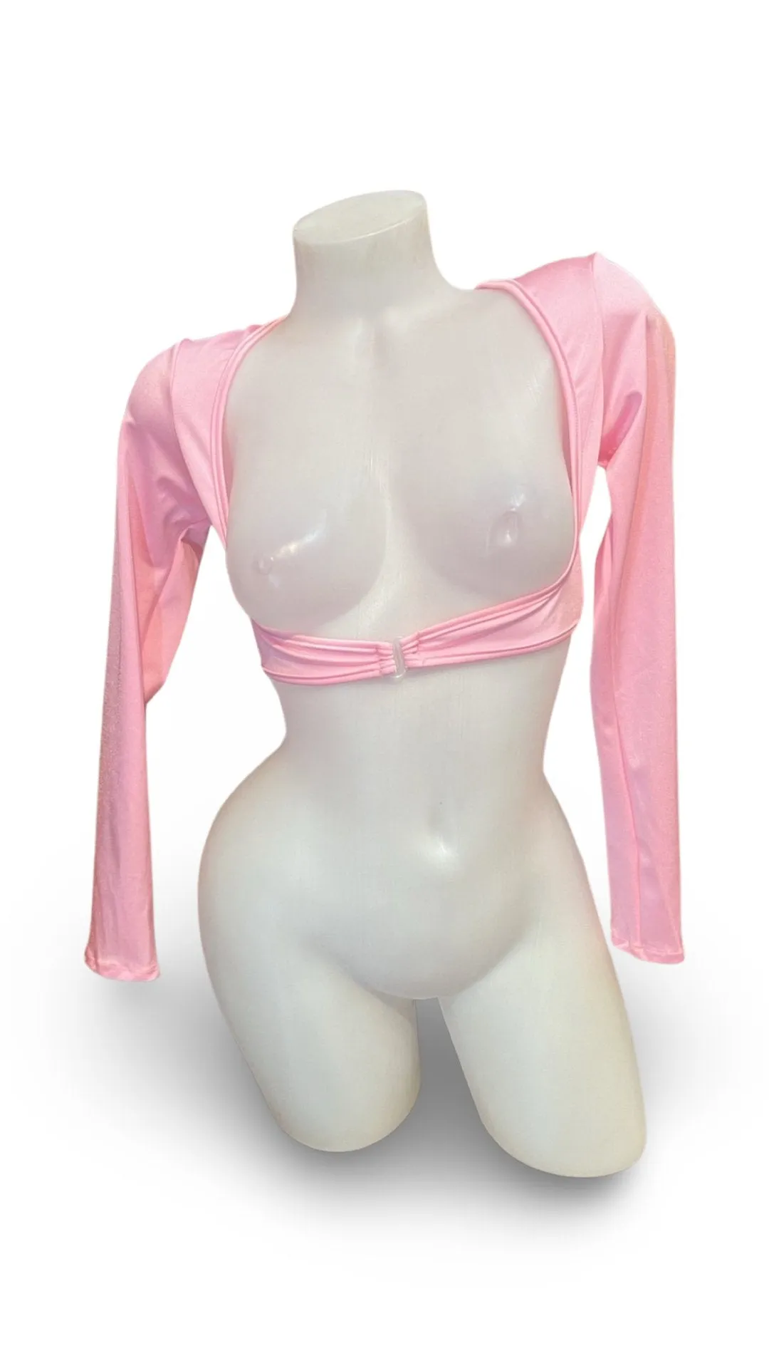 Sleeved Clip Crop Top Baby Pink