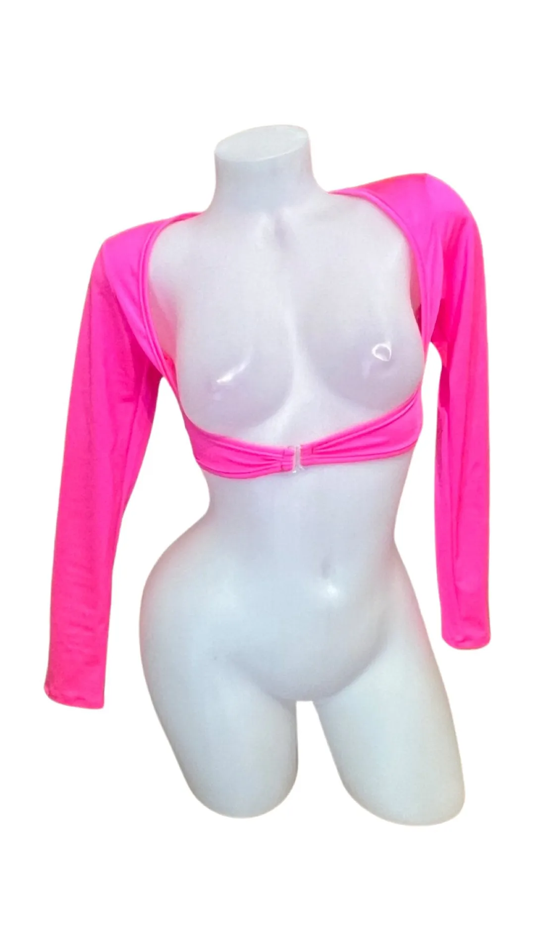 Sleeved Clip Crop Top Hot Pink