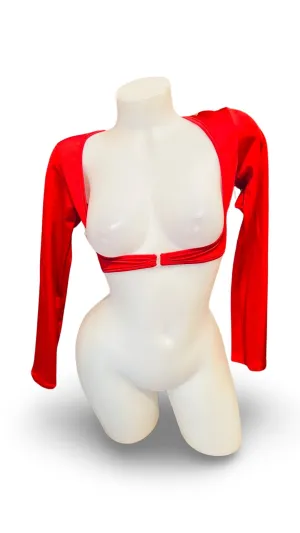 Sleeved Clip Crop Top Red