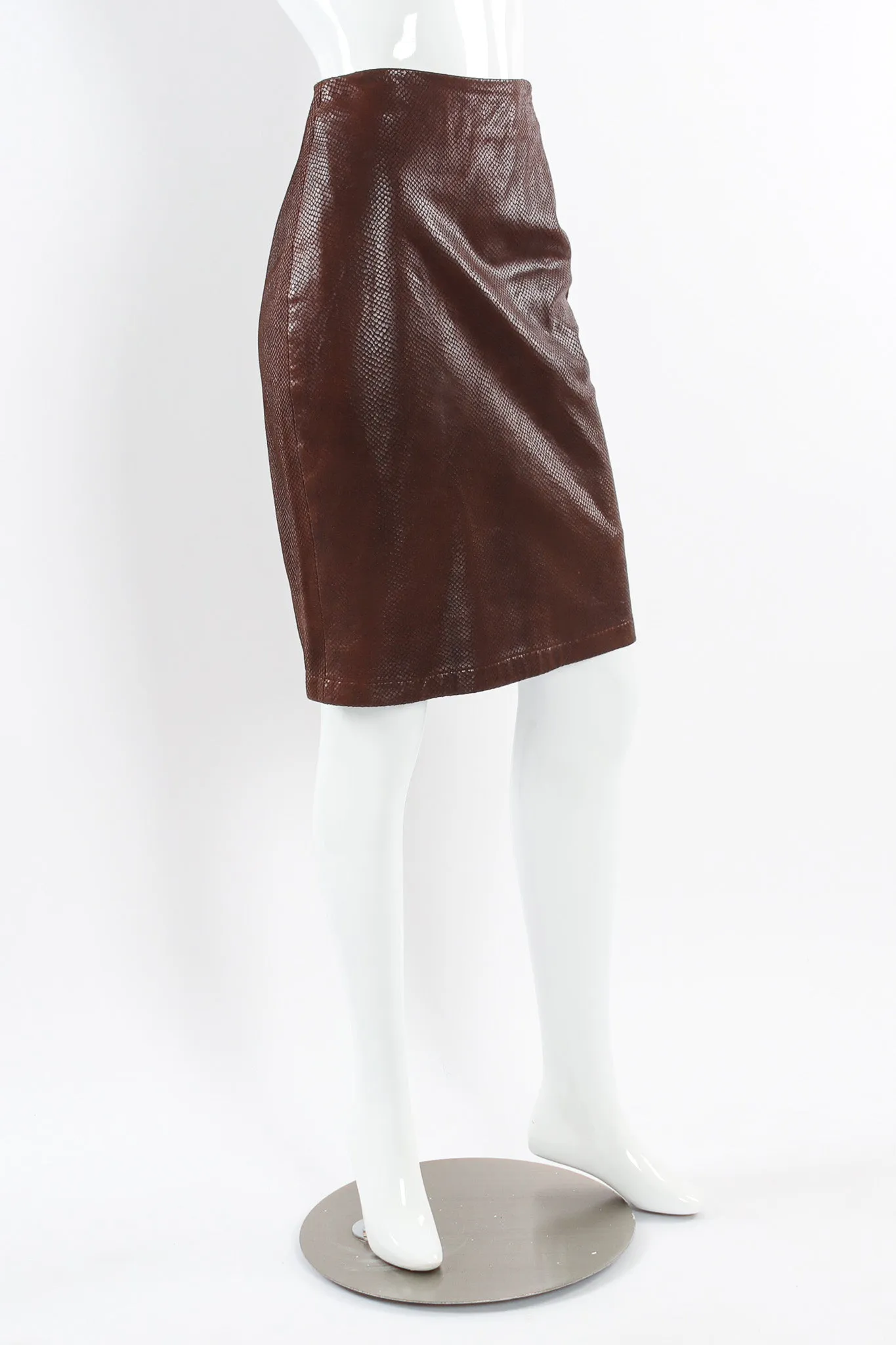 Snake Embossed Leather Skirt