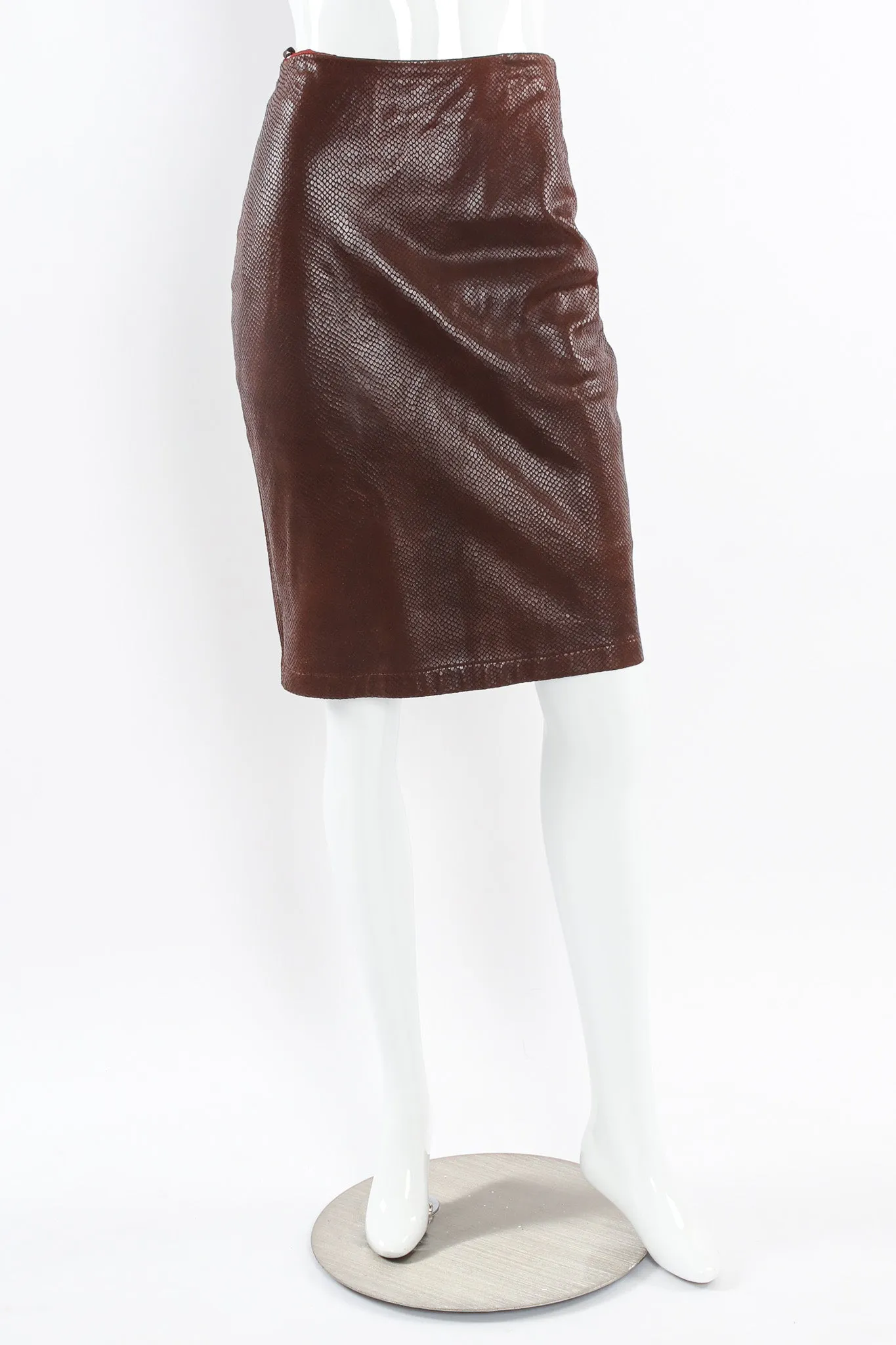 Snake Embossed Leather Skirt