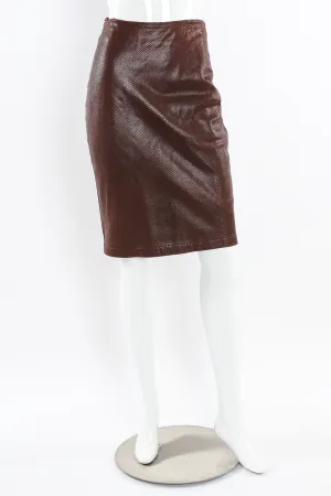 Snake Embossed Leather Skirt