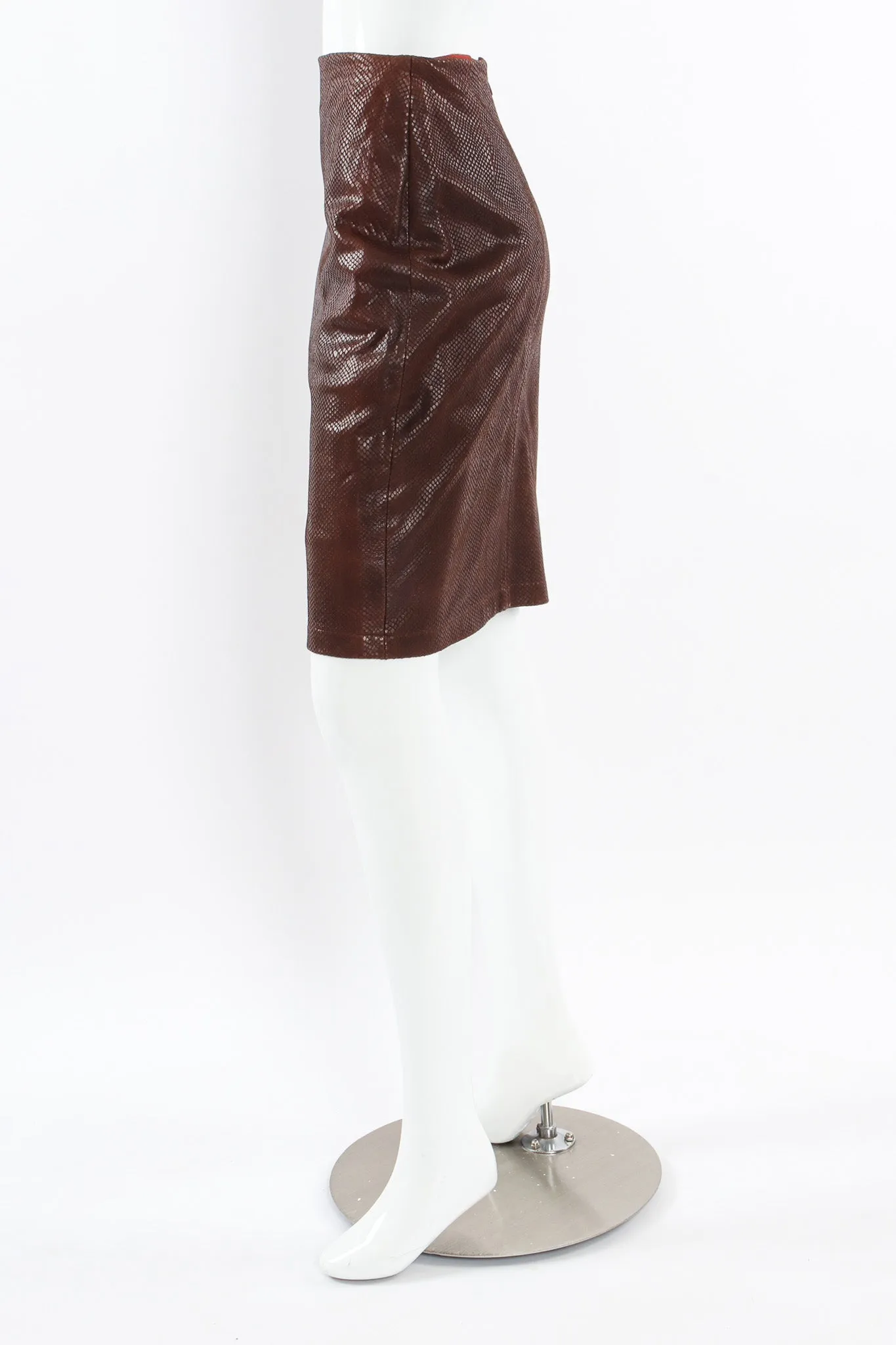 Snake Embossed Leather Skirt