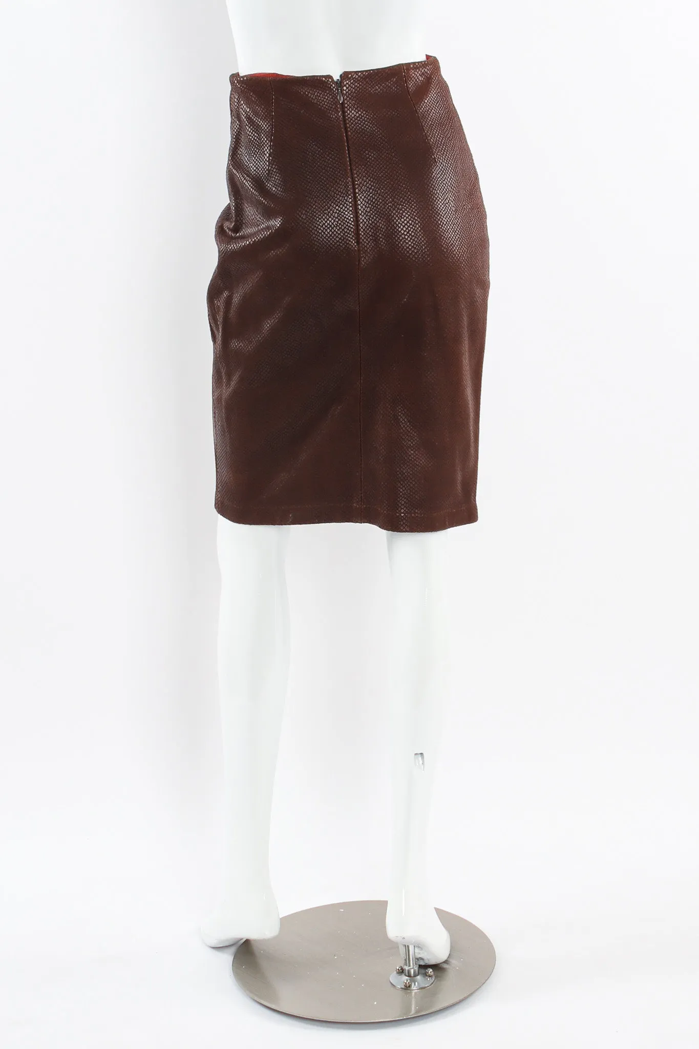 Snake Embossed Leather Skirt