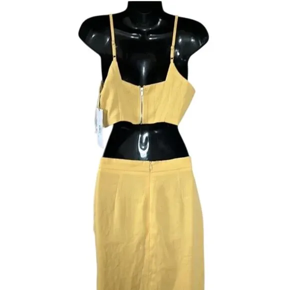 SNDYS Petal and Pup Yellow Zanita 2 Piece Tank and Twist Waist Midi Skirt Medium