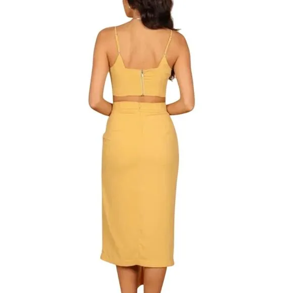 SNDYS Petal and Pup Yellow Zanita 2 Piece Tank and Twist Waist Midi Skirt Medium