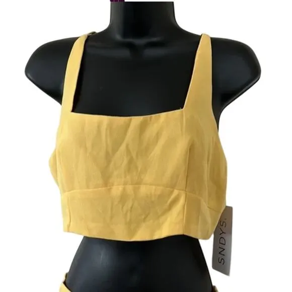 SNDYS Petal and Pup Yellow Zanita 2 Piece Tank and Twist Waist Midi Skirt Medium