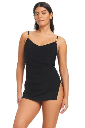 Solid Essentials Cowl Neck Swim Dress