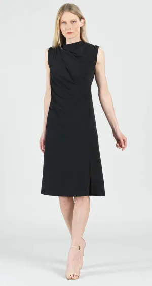 SOLID SLEEVELESS RUCHED SOFT KNIT MIDI DRESS