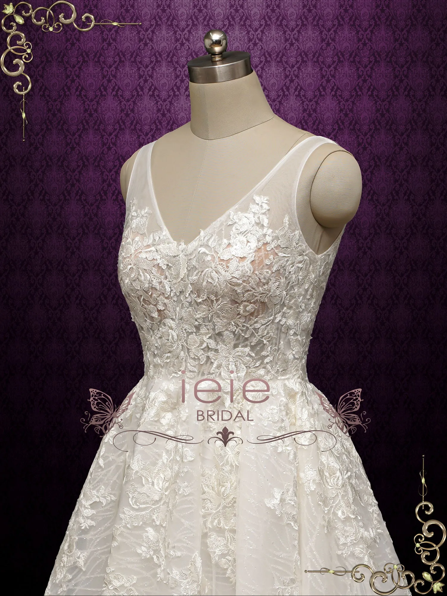 Sparkly Lace Ball Gown with Open Back BRISA