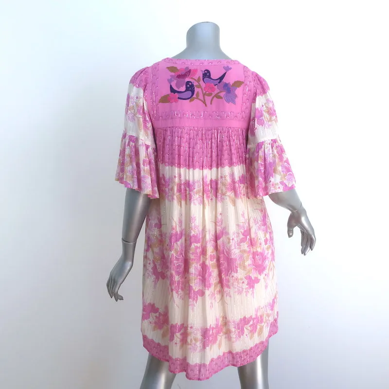 Spell & The Gypsy Tunic Mini Dress Coco Lei Lilac Floral Print Size Extra Small