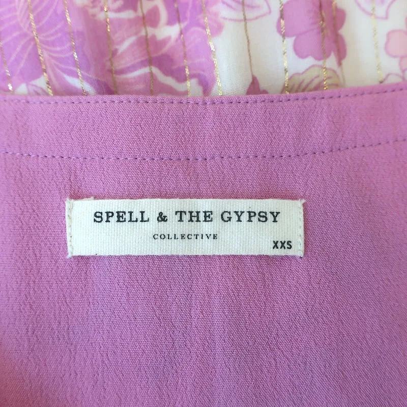 Spell & The Gypsy Tunic Mini Dress Coco Lei Lilac Floral Print Size Extra Small