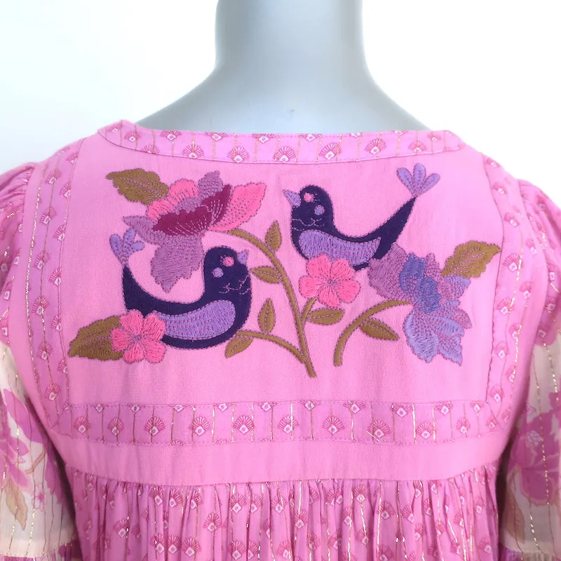 Spell & The Gypsy Tunic Mini Dress Coco Lei Lilac Floral Print Size Extra Small