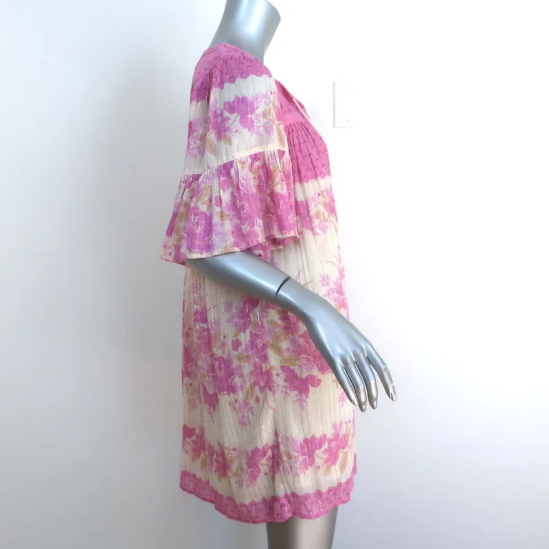 Spell & The Gypsy Tunic Mini Dress Coco Lei Lilac Floral Print Size Extra Small