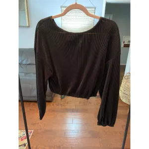 Spontaneous Long Sleeve Satin Top - Black